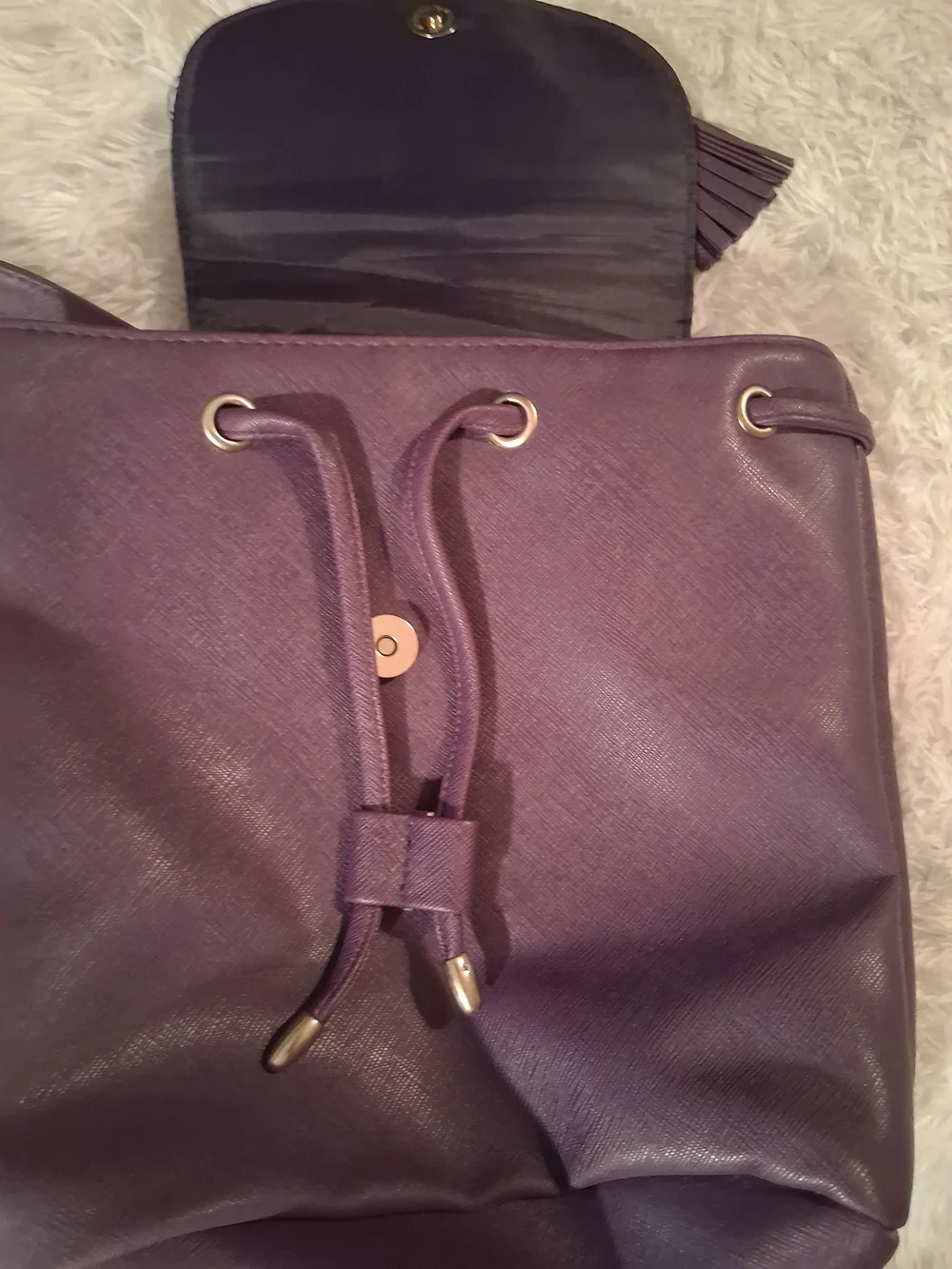 MONAT Purple Book Bag/hand Bag with Gold Accent